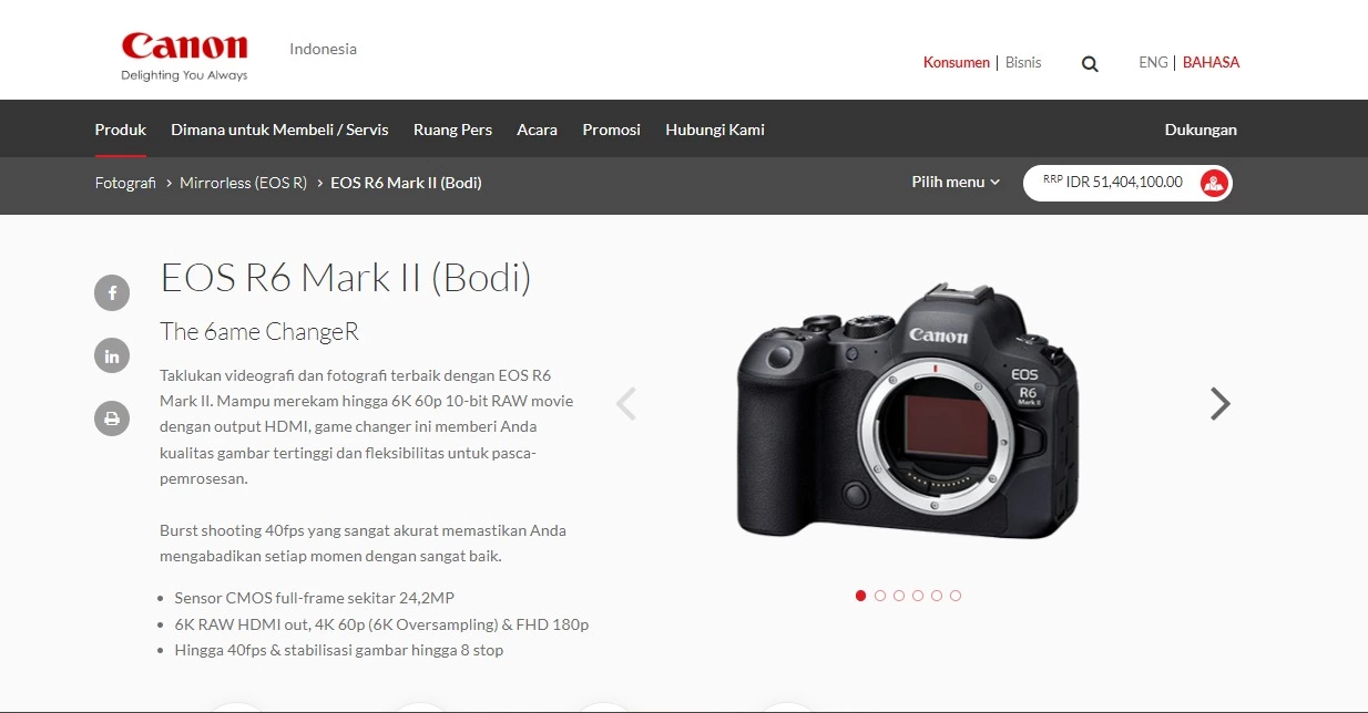Canon EOS R6 - Tips Memilih Kamera Mirrorless