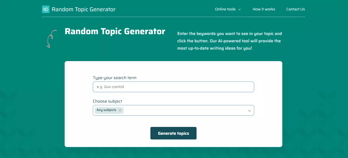 Topic Generator ai untuk membuat latar belakang skripsi