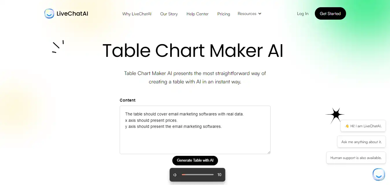 Table Chart Maker AI