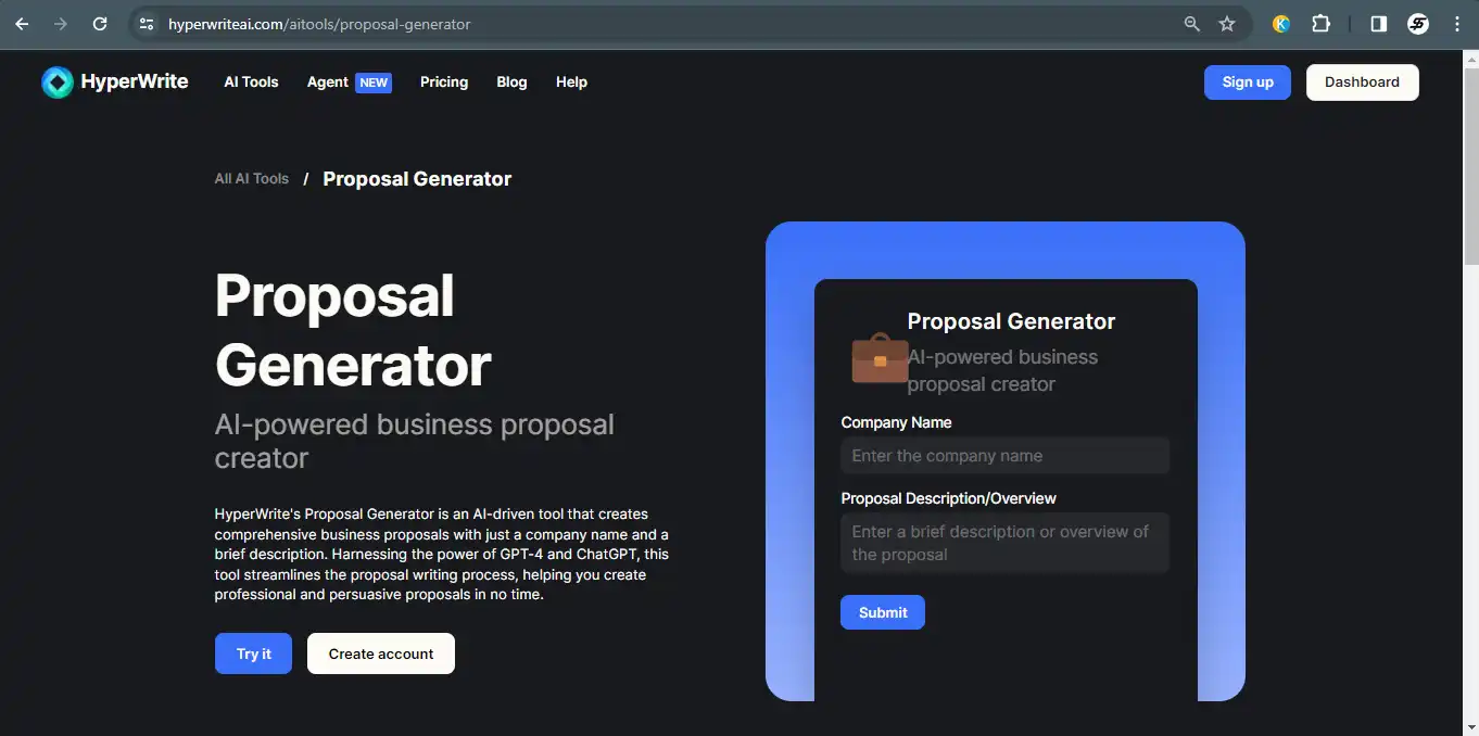 HyperWrite’s Proposal Generator - ai untuk membuat proposal