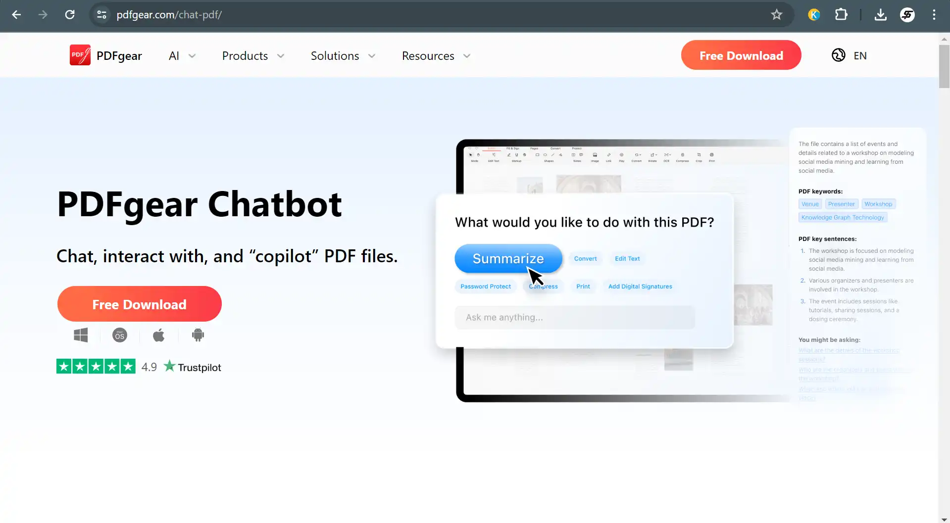 PDFgear Chatbot – AI untuk Merangkum PDF Gratis Terbaik untuk Windows, MacOS, dan iOS
