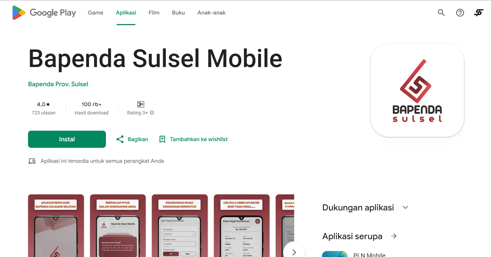 Bapenda Sulsel Mobile - Aplikasi untuk mengecek pajak kendaraan