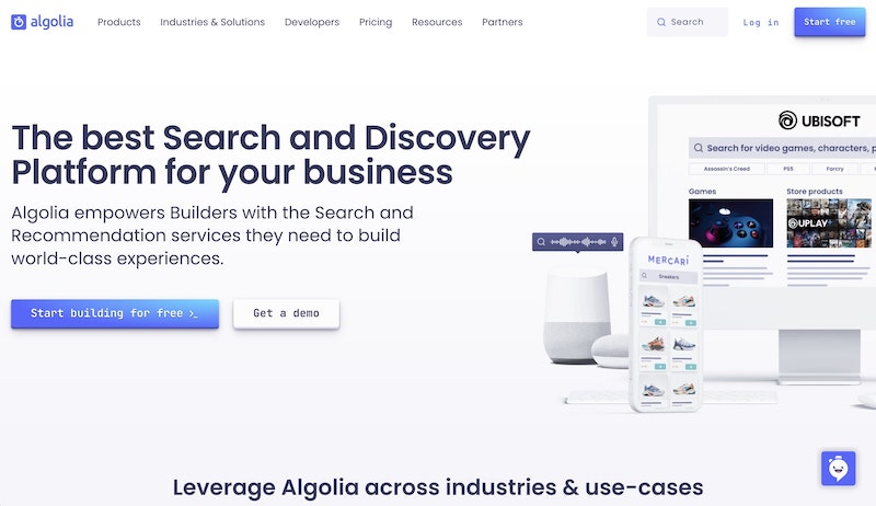 Algolia (untuk API pencarian dan rekomendasi)