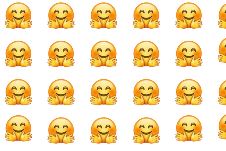 Emoji Wajah dengan Dua Telapak Tangan Terbuka