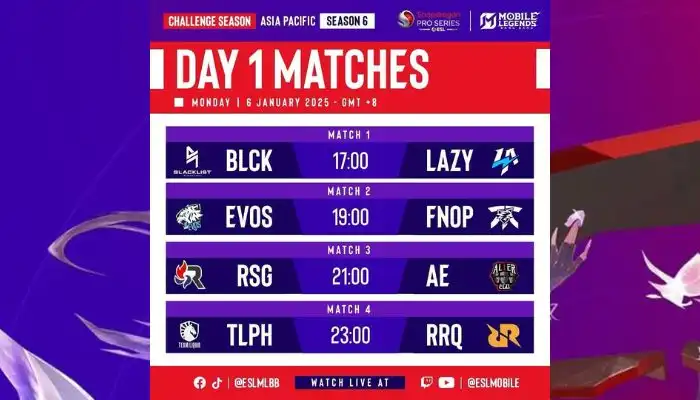 Jadwal ESL Mobile Legends S6 Hari Ini Penuh Laga Seru