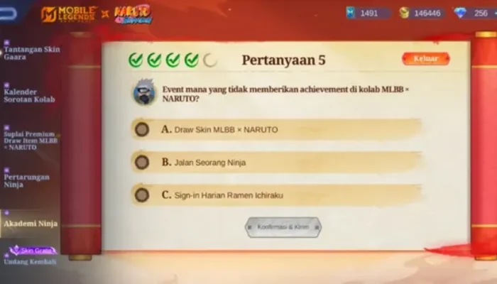 Jawaban Event Mana yang Tidak Memberikan Achievement di Collab MLBB x Naruto