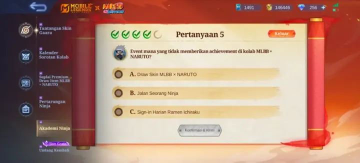 Jawaban Event Mana yang Tidak Memberikan Achievement di Collab MLBB x Naruto