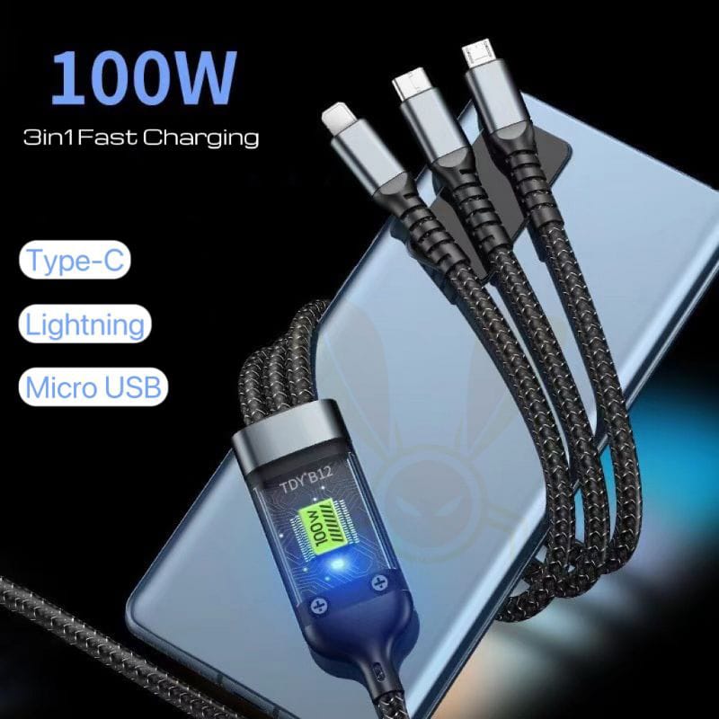COD FLIESTRONIC Cable Charger 3in1 Fast Charging / Cable Type C, Lightning & USB/ Kabel Pengisi Daya