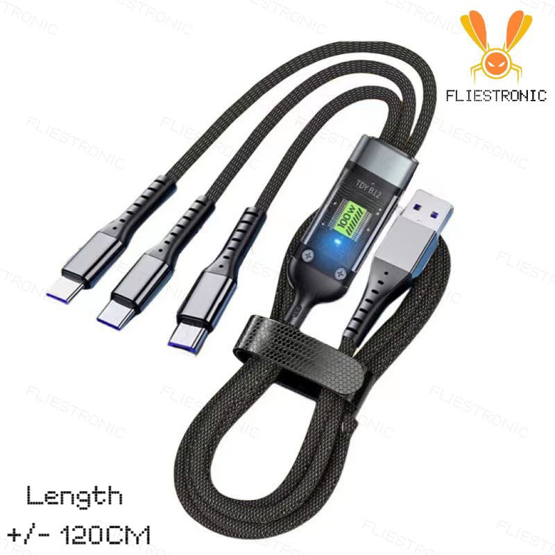 COD FLIESTRONIC Cable Charger 3in1 Fast Charging / Cable Type C, Lightning & USB/ Kabel Pengisi Daya