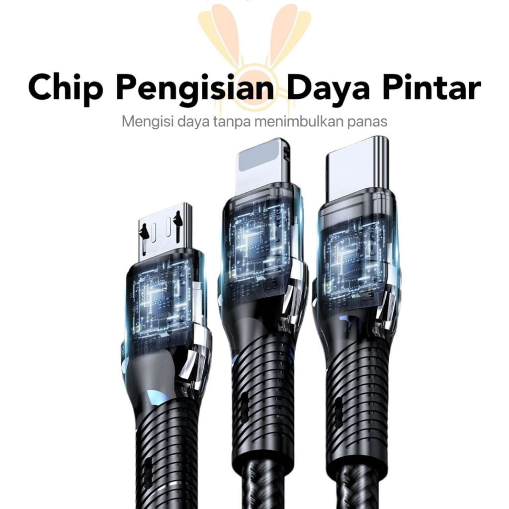 COD FLIESTRONIC Cable Charger 3in1 Fast Charging / Cable Type C, Lightning & USB/ Kabel Pengisi Daya