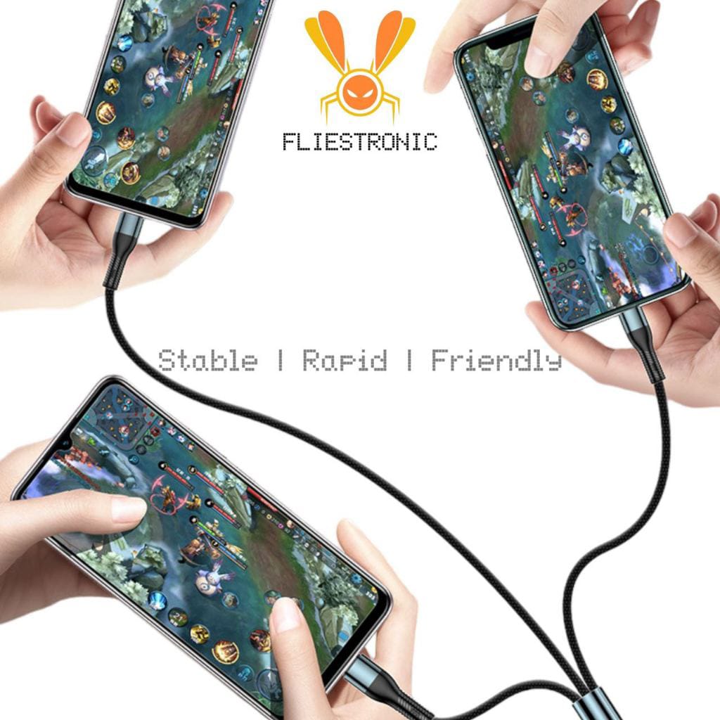 COD FLIESTRONIC Cable Charger 3in1 Fast Charging / Cable Type C, Lightning & USB/ Kabel Pengisi Daya