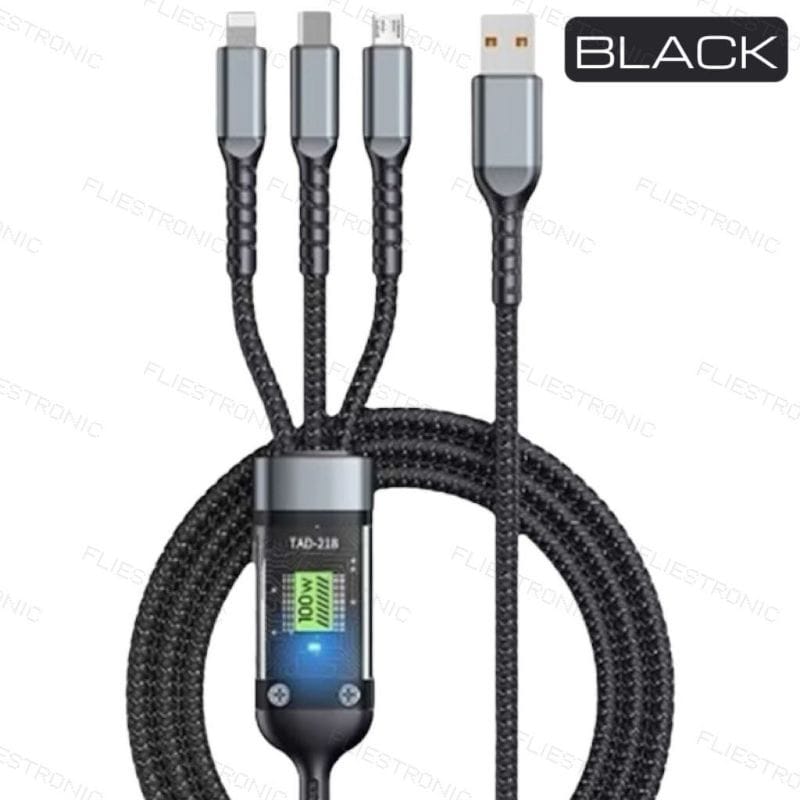 COD FLIESTRONIC Cable Charger 3in1 Fast Charging / Cable Type C, Lightning & USB/ Kabel Pengisi Daya