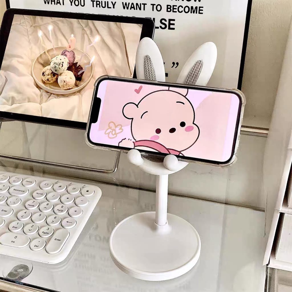 Stand Holder Phone Kelinci Cute Folding Dekstop Universal Portable