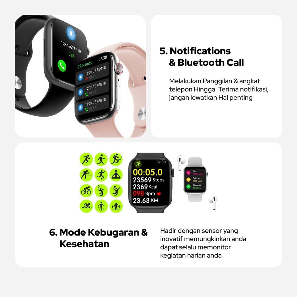 SmartWatch i9 PRO MAX S Original Smartwatch 2.3 “HD Full Touch Screen Wireless Charge Bluetooth Call Samsung Jam Tangan Pria Wanita