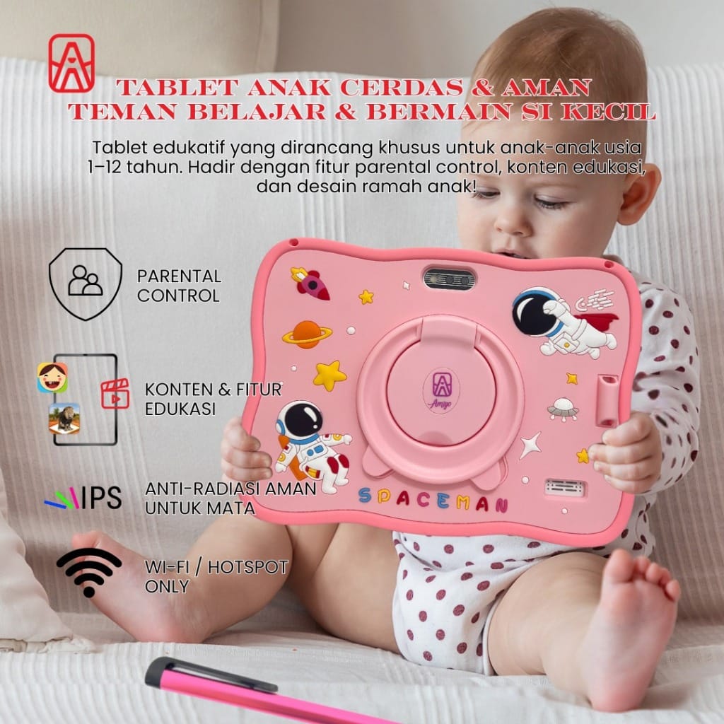 AMIYO Tablet Edukasi Anak A15Pro 4/64GB 2Camera Wifi/Hotspot Only 8 inchi IPS Screen 4500MaH Tablet Anak Murah /Tablet Edukasi