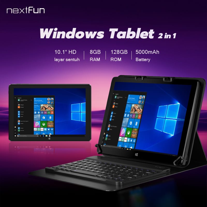 Nextfun 10.1″ Laptop Touch Screen RAM 8GB ROM 128GB Windows Tablet Intel Quad Core Processor