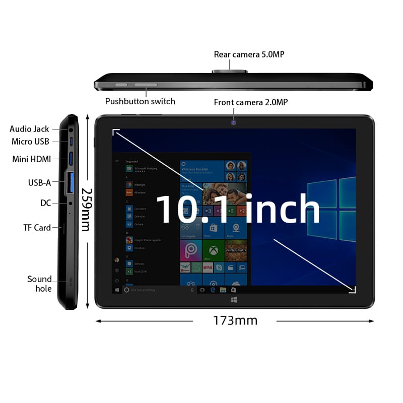 Nextfun 10.1″ Laptop Touch Screen RAM 8GB ROM 128GB Windows Tablet Intel Quad Core Processor