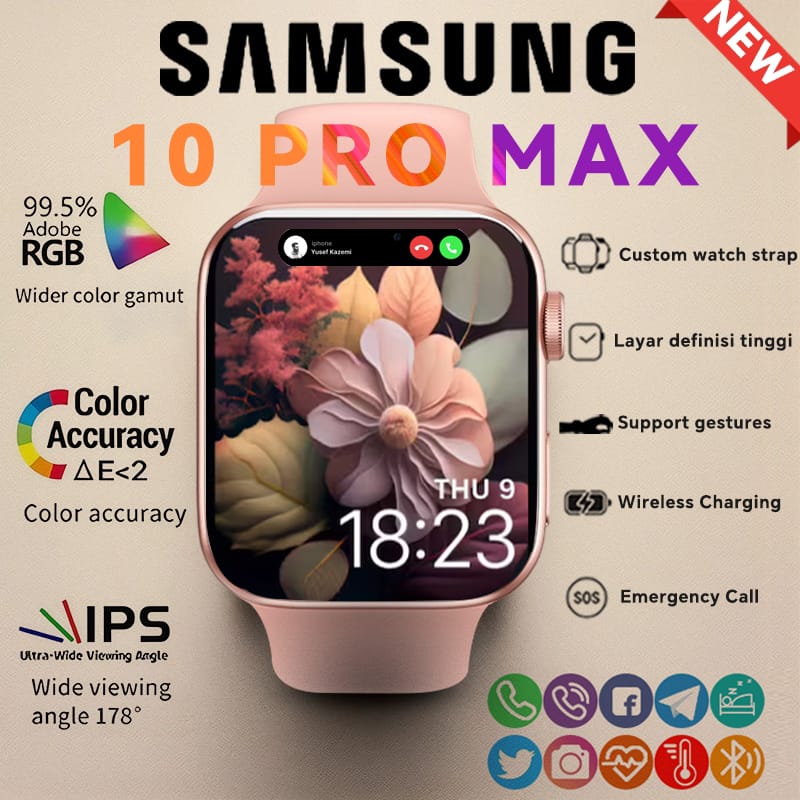 Samsung Samrt watch 10 Pro Max Original with 2.2″ HD AMOLED Display GPS NFC Waterproof Bluetooth Call Smartwatch wanita pria