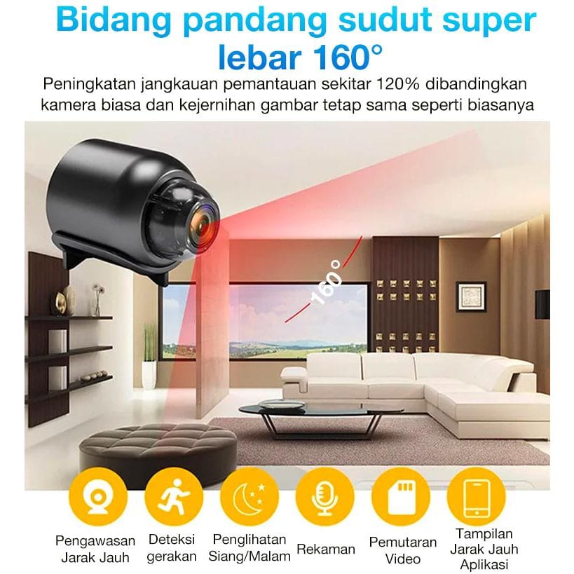 HW Kamera Mini WIFI CCTV Mini Tersembunyi Tanpa Kabel 1080P cctv wifi jarak jauh lewat hp camera cctv kamera kecil bluetooth camera