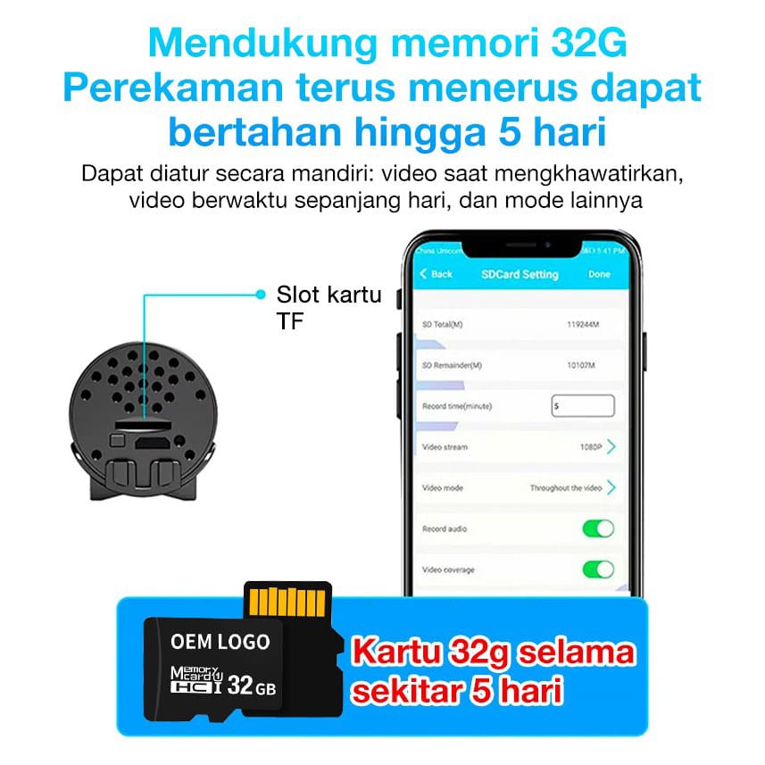 HW Kamera Mini WIFI CCTV Mini Tersembunyi Tanpa Kabel 1080P cctv wifi jarak jauh lewat hp camera cctv kamera kecil bluetooth camera