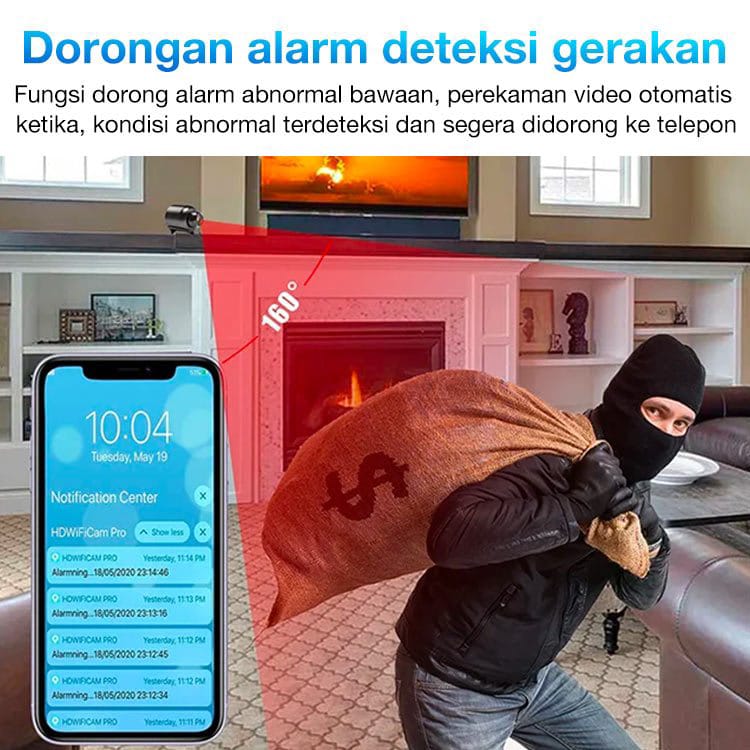 HW Kamera Mini WIFI CCTV Mini Tersembunyi Tanpa Kabel 1080P cctv wifi jarak jauh lewat hp camera cctv kamera kecil bluetooth camera