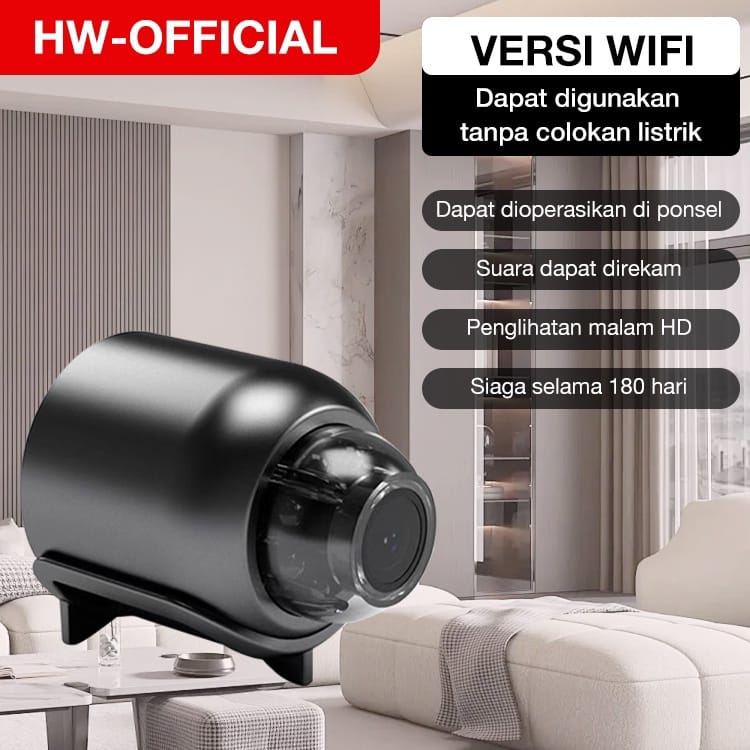 HW Kamera Mini WIFI CCTV Mini Tersembunyi Tanpa Kabel 1080P cctv wifi jarak jauh lewat hp camera cctv kamera kecil bluetooth camera