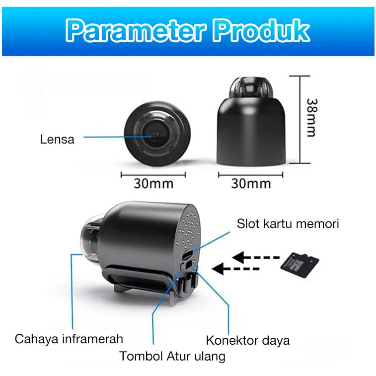 HW Kamera Mini WIFI CCTV Mini Tersembunyi Tanpa Kabel 1080P cctv wifi jarak jauh lewat hp camera cctv kamera kecil bluetooth camera
