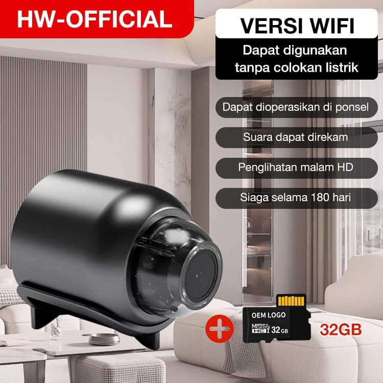 HW Kamera Mini WIFI CCTV Mini Tersembunyi Tanpa Kabel 1080P cctv wifi jarak jauh lewat hp camera cctv kamera kecil bluetooth camera