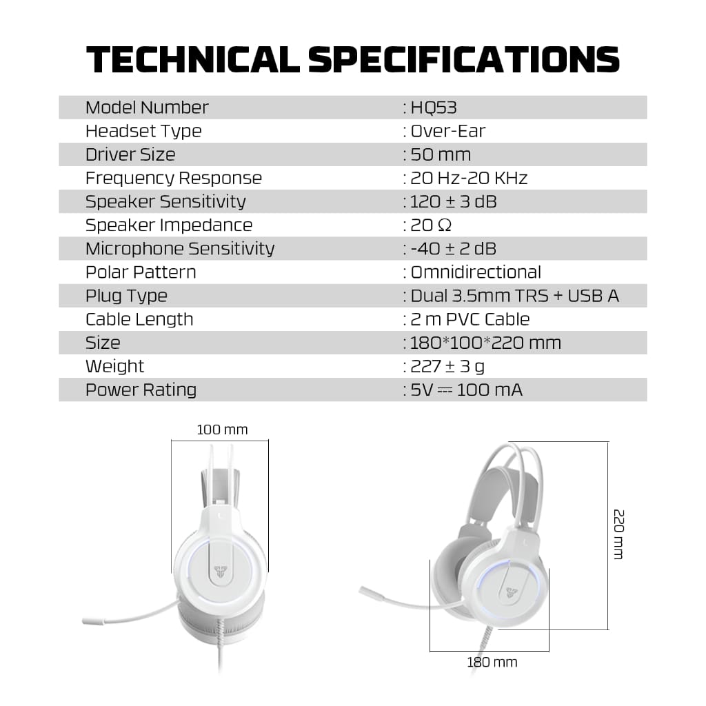 Fantech FLASH HQ53 Headset Gaming Mobile Wired Garansi Resmi 1 Tahun Black White