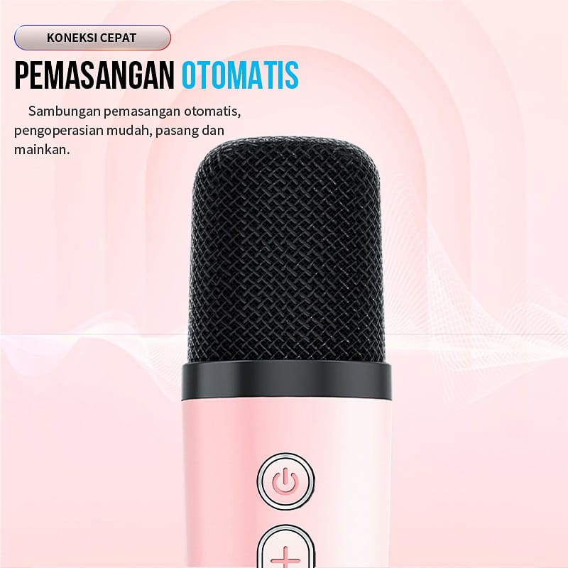 Speaker mini bluetooth 2 mic 1 karaoke Bluetooth 5.3 Set Mini Full Bass Portable Wireless (Dapat terhubung ke keponsel/komputer/TV)