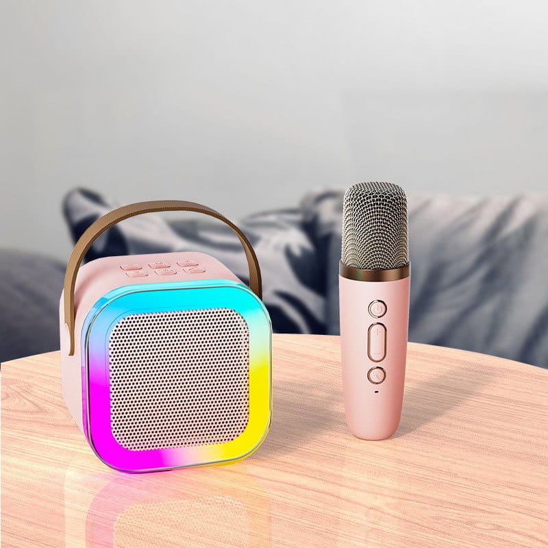 Speaker mini bluetooth 2 mic 1 karaoke Bluetooth 5.3 Set Mini Full Bass Portable Wireless (Dapat terhubung ke keponsel/komputer/TV)