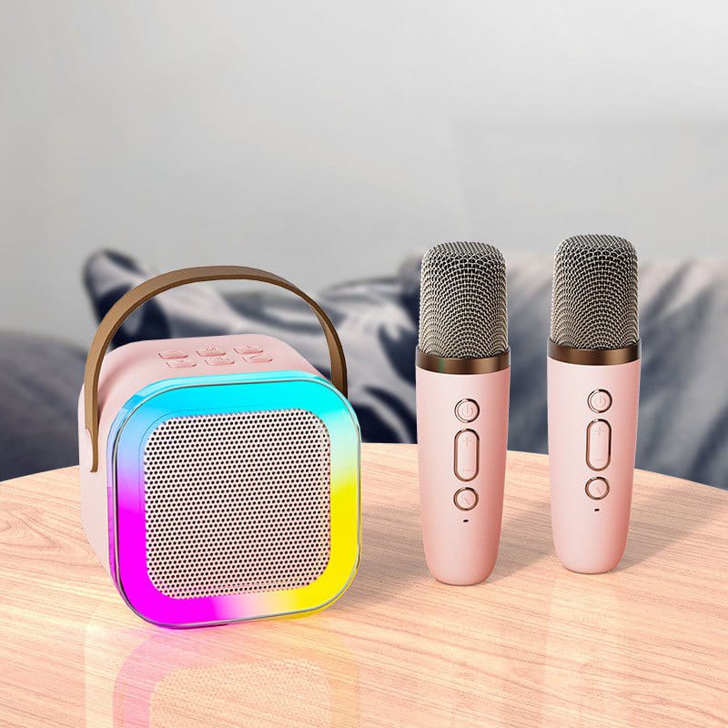 Speaker mini bluetooth 2 mic 1 karaoke Bluetooth 5.3 Set Mini Full Bass Portable Wireless (Dapat terhubung ke keponsel/komputer/TV)
