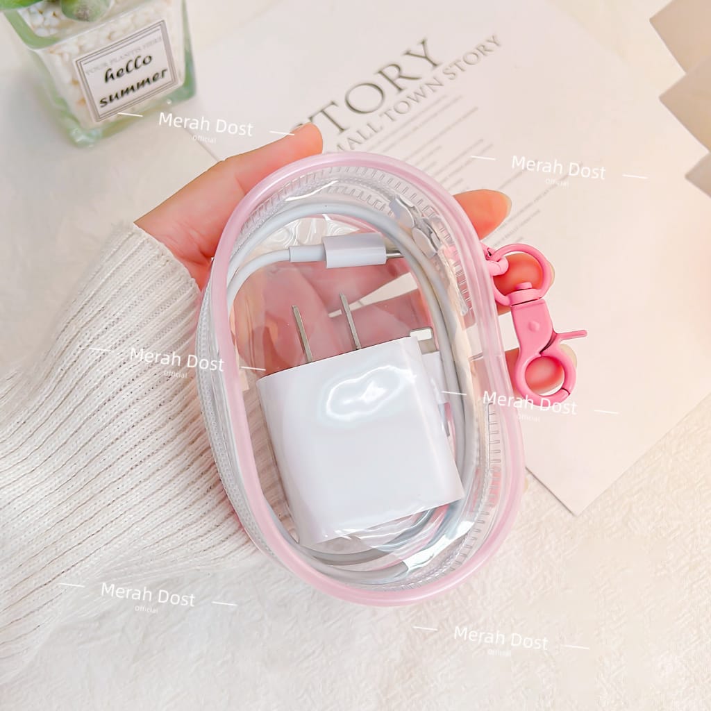Kotak Penyimpanan Kabel Data Charger Pouch Keychain Mini Bag Untuk Simpan Kabel Data Charger Headset Kosmetik Miniboneka