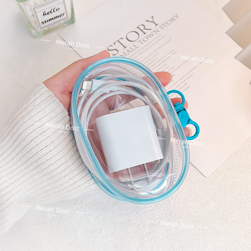 Kotak Penyimpanan Kabel Data Charger Pouch Keychain Mini Bag Untuk Simpan Kabel Data Charger Headset Kosmetik Miniboneka