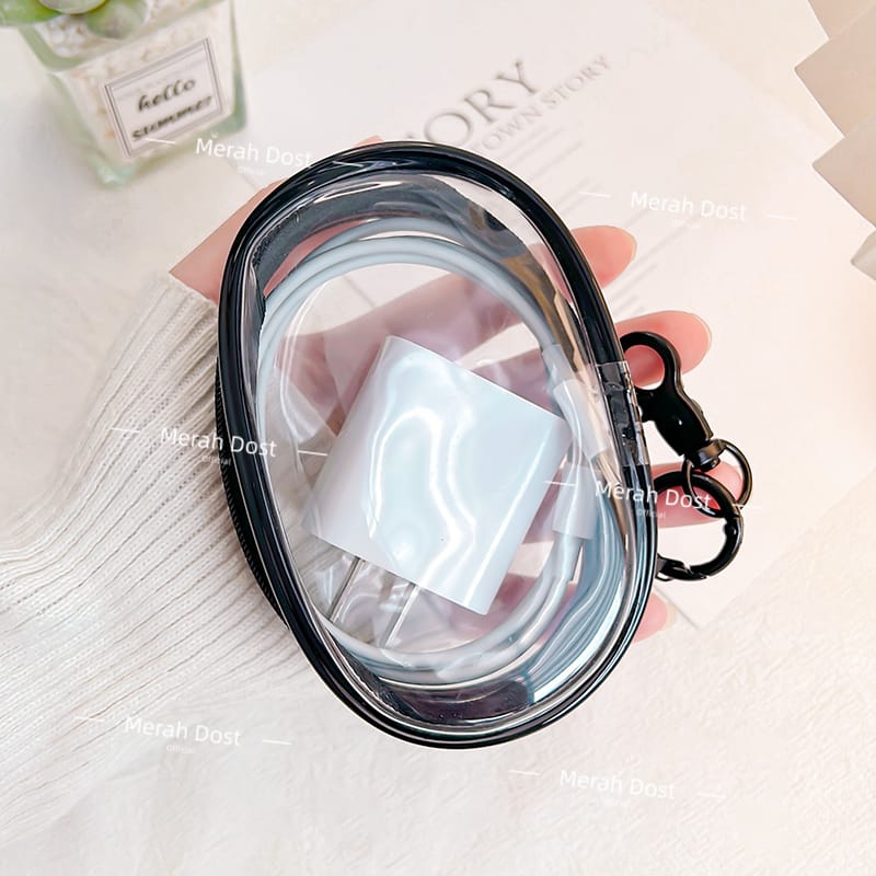 Kotak Penyimpanan Kabel Data Charger Pouch Keychain Mini Bag Untuk Simpan Kabel Data Charger Headset Kosmetik Miniboneka