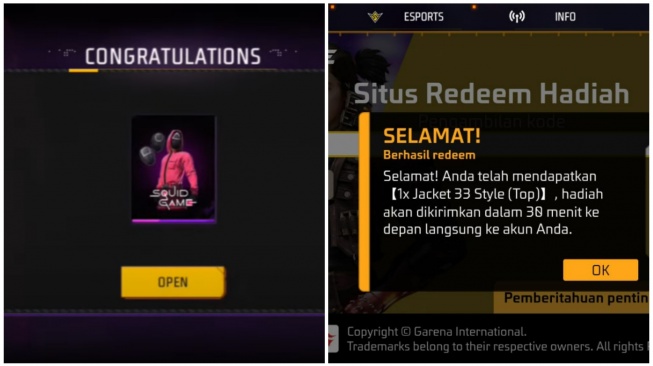 Kode Redeem FF Terbaru Sudah Rilis? Buruan Klaim Hadiah EVOS & Bundle Squid Game!