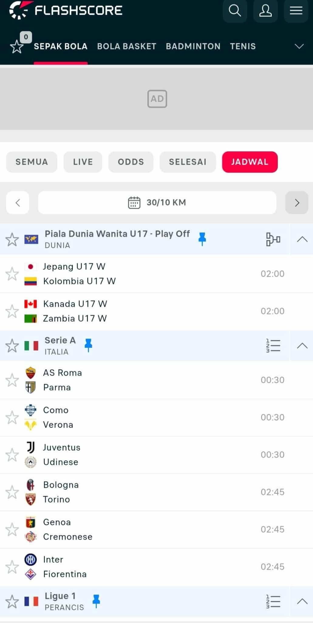 Jadwal Pertandingan