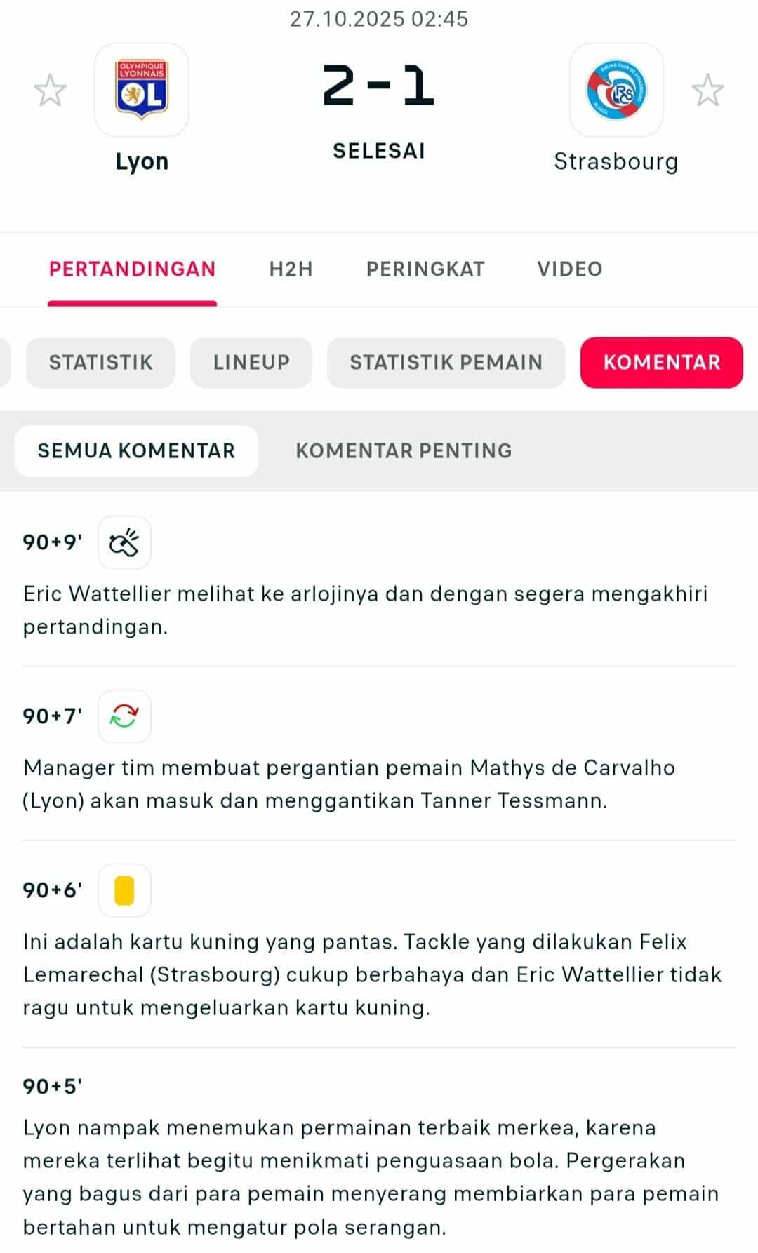 Komentar Teks Langsung