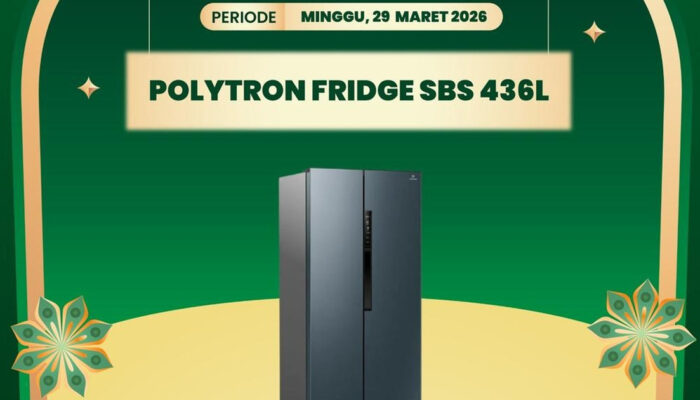 Hemat Jutaan Kulkas Side by Side Polytron di Transmart