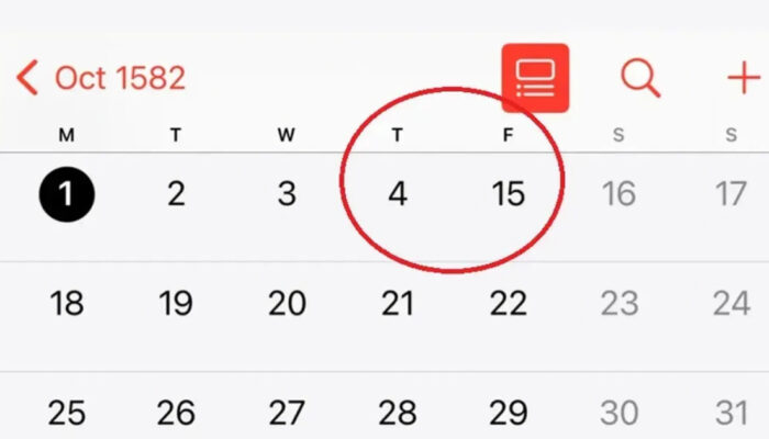 iPhone Ungkap Rahasia Kalender 1582 Tanggal Hilang?