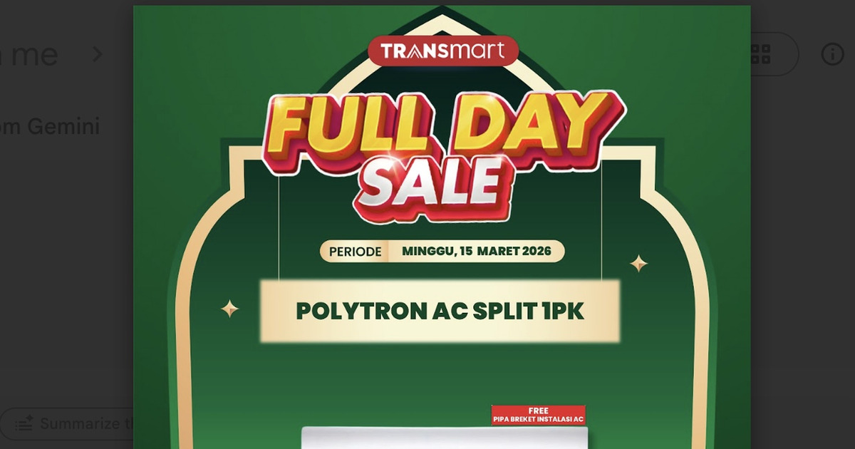 Promo Gila AC 1 PK Transmart Full Day Sale Hemat Jutaan