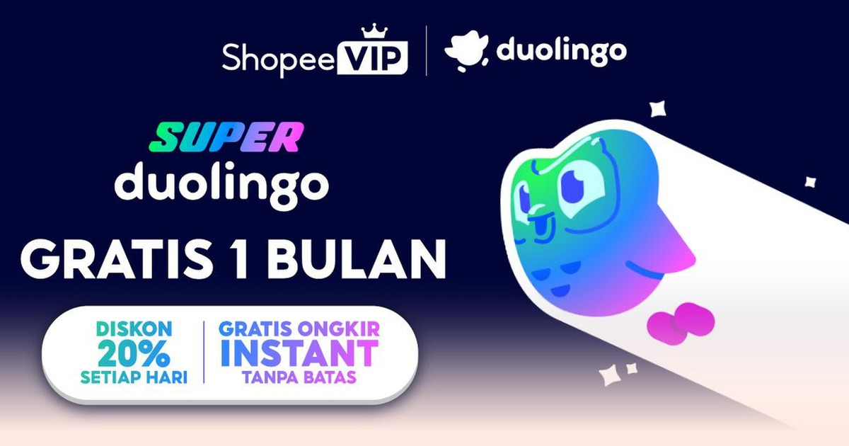 Belajar Bahasa Gratis Sebulan dari ShopeeVIP Duolingo!
