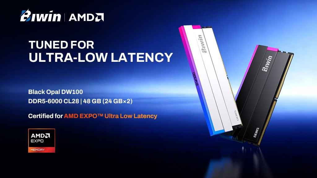 Biwin Black Opal DW100 DDR5-6000 CL28 48GB Bersertifikasi AMD EXPO dengan Latensi Ultra Rendah